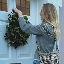 Load image into Gallery viewer, SMALL Intricate Fair Isle button neck jumper (grey/blue) : &lt;span style=&#39;text-decoration:line-through; color:red; font-size:18px;&#39;&gt;£365&lt;/span&gt;