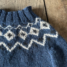 Load image into Gallery viewer, 1-2yrs Scandi Fair Isle yoke jumper (blue/cream) : &lt;span style=&#39;text-decoration:line-through; color:red; font-size:18px;&#39;&gt;£86&lt;/span&gt;