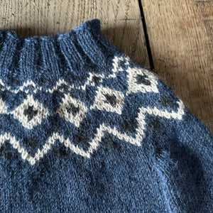 1-2yrs Scandi Fair Isle yoke jumper (blue/cream) : <span style='text-decoration:line-through; color:red; font-size:18px;'>£86</span>