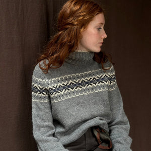 MEDIUM Intricate Fair Isle polo neck (grey/blue) : <span style='text-decoration:line-through; color:red; font-size:18px;'>£385</span>