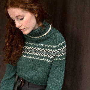 Intricate Fair Isle polo neck (green/cream)