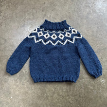 Load image into Gallery viewer, 1-2yrs Scandi Fair Isle yoke jumper (blue/cream) : &lt;span style=&#39;text-decoration:line-through; color:red; font-size:18px;&#39;&gt;£86&lt;/span&gt;