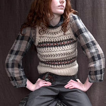 Load image into Gallery viewer, SMALL Fair Isle fitted round neck vest (sand/rust) : &lt;span style=&#39;text-decoration:line-through; color:red; font-size:18px;&#39;&gt;£325&lt;/span&gt;