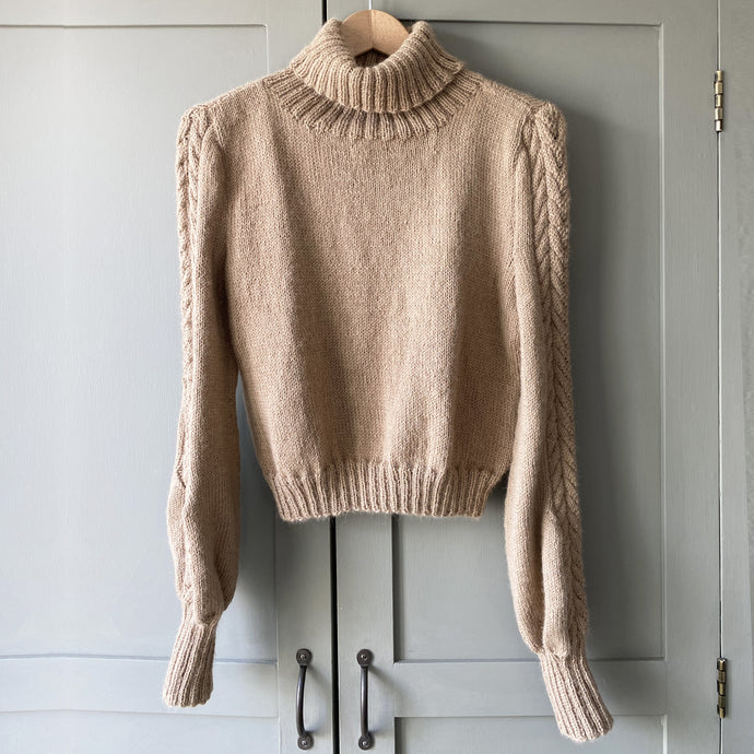 Cable sleeve polo neck jumper (camel) : <span style='text-decoration:line-through; color:red; font-size:18px;'>£385</span>