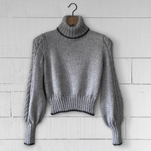 Load image into Gallery viewer, Cable sleeve polo neck jumper (grey/charcoal)