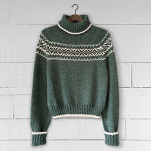 Load image into Gallery viewer, Intricate Fair Isle polo neck (green/cream)