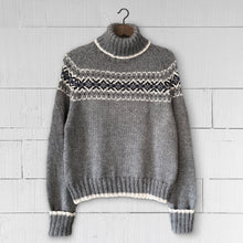 Load image into Gallery viewer, MEDIUM Intricate Fair Isle polo neck (grey/blue) : &lt;span style=&#39;text-decoration:line-through; color:red; font-size:18px;&#39;&gt;£385&lt;/span&gt;