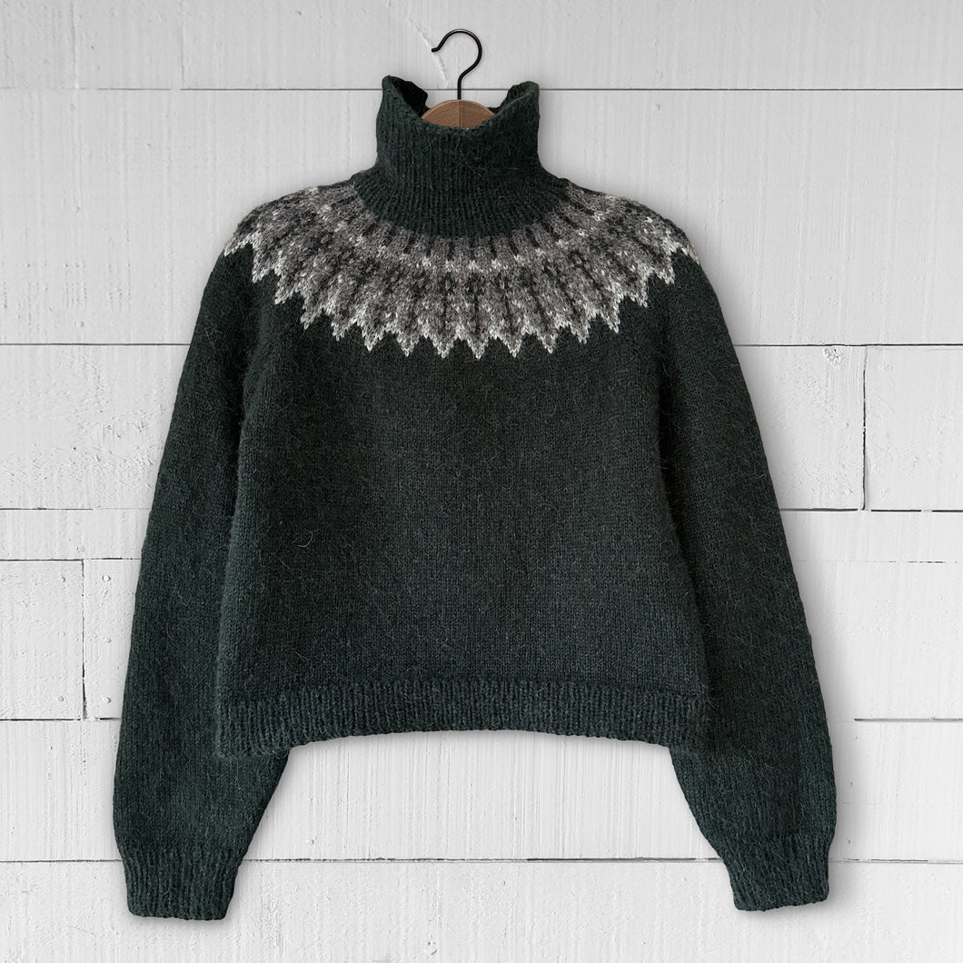 XS Alder Fair Isle yoke jumper (forest green) : <span style='text-decoration:line-through; color:red; font-size:18px;'>£375</span>