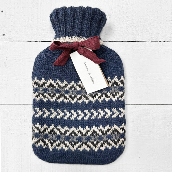 Fair Isle Hot Water Bottle (blue/cream)