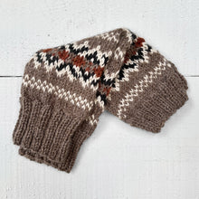 Load image into Gallery viewer, Fair Isle wrist warmers (brown/rust)