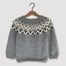 Load image into Gallery viewer, 1-2yrs Scandi Fair Isle yoke jumper (grey/cream) : &lt;span style=&#39;text-decoration:line-through; color:red; font-size:18px;&#39;&gt;£86&lt;/span&gt;